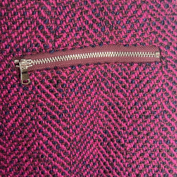 LOFT Wool Blend Tweed A-Line Zipper Detail Lined Skirt Size 10 Pink & Navy - Picture 4 of 9